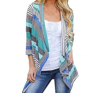 NWT ZOZO Multi-Colored striped Cardigan Open Front Sweater